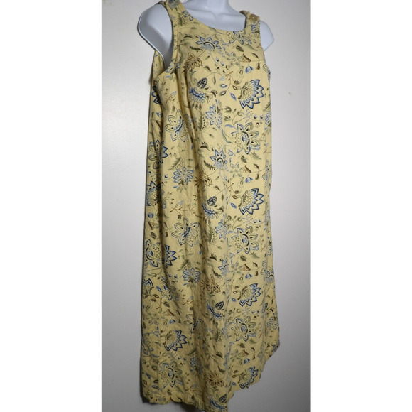 Vintage Requirements Linen Midi Dress Medium Yellow Floral Cottage Core Fairy Y2 - Picture 12 of 13